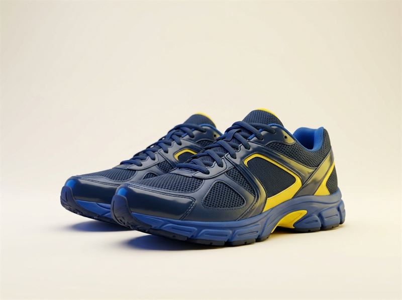 Running shoes, navy and yellow